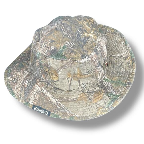 Redhead Bucket Boonie Hat Sz Med Large Camo Chin Strap Hike Fish Hunt Q3 Tech - Picture 1 of 12